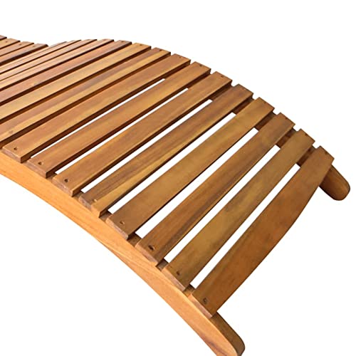 Chaise longue bois d'acacia solide de jardin finition marron