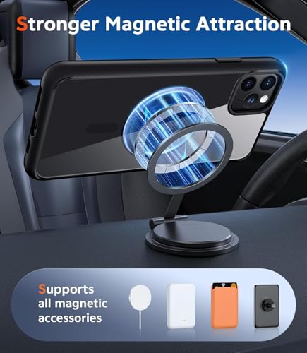 Image of NISHTECH for iPhone 11 Pro Max Case: Clear Magnetic Slim Fit Case Compatible with Magsafe Rugged Protective Transparent Cover (Black Magnetic)