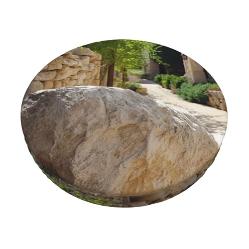 DWVTFSM Round Bar Stool Covers, 12 Inch Stretch Washable Barstool Seat Covers Removable Non Slip Dustproof Landscape Stone Bar Chair Cushion Protector for Kitchen Dining Room Cafe