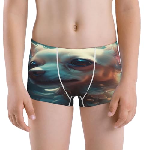 Boys' Cotton Boxer Brief Soft Underwear-Cute Flower Chihuahua Puppy