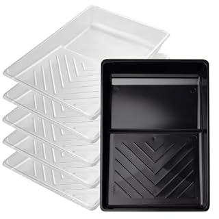 Mister Rui Paint Tray, 6 Inches Plastic Paint Tray with 5 Pcs Paint Pan Liners, Disposable Paint Tray, Paint Roller Tray, Transparent Paint Tray Liners for Painting