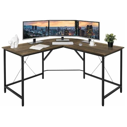 TEESONG コンピューターデスク オフィスデスク L字型 コンピューターデスク 多機能 コーナーデスク ノートパソコンデスク 勉強机 調節可能 ホームデスク ライティングワークステーション バニティデスク ゲームデスク オフィスデスク(D)