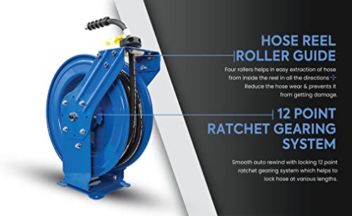 Blubird Air Hose 3/8 X 50 Pressure Washer Dual Arm Hose Reel Pwr3850, Multi-Color #TOP4