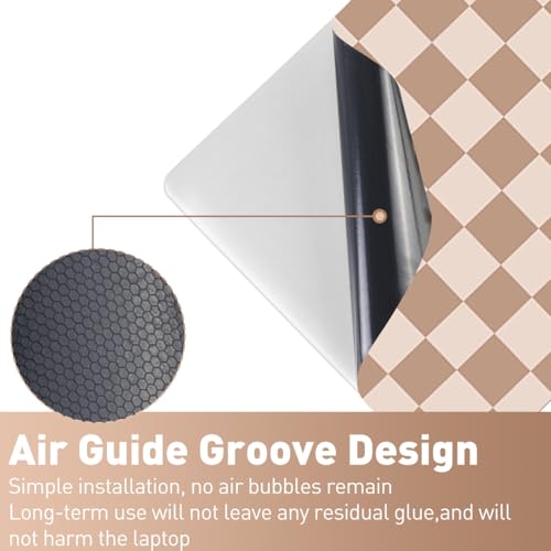 NXZGO 12.1 13 13.3 14 15 15.4 15.6 in Laptop Sticker Skin Decal, Cute Netbook Skins for Notebook PC, Universal Vinyl Laptop Decor Cover, Waterproof Art Protector I Milk Tea Brown Checkered