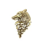 Farbe: Antik Gold Generic Herren Schmuck, Brosche Nadel, Wolf Muster, Anzug Zubehör, Hochzeitsschmuck - Antik Gold