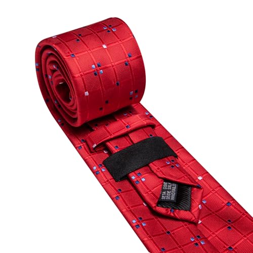 Image of Barry.Wang Mens Tie Set Plaid Check Neckties Formal Business Wedding Luxury Pocket Square Cufflinks