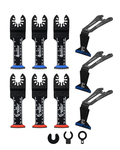 Hojas de Sierra Oscilante 9 Piezas - Cuchillas Multiherramienta Oscilante Accesorios con dientes Bimetálicos y Japoneses para Madera Plástico Metal, Compatible con Dewalt Makita Parkside