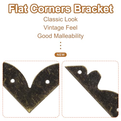 Image of uxcell 30pcs Vintage Corner Protector 2.3 inchx2.3 inchx0.6 inch Decorative Metal Edge Corner Protectors Brackets with Mounting Nails for Box Wooden Case Chest Table Desk Bronze