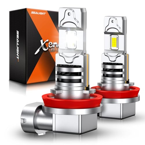 SEALIGHT H8/H16/H11 LED Bulb, 18000LM 1000% Brighter H8 H16 Fog Lights,H11 Bulbs 12000RPM Cooling Fan,Pack Of 2