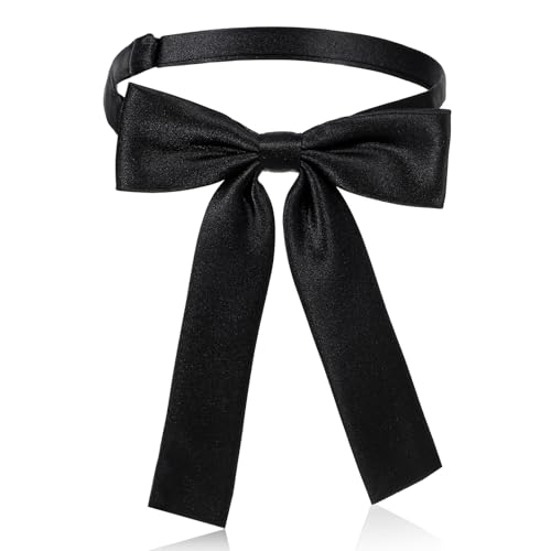 Nœud papillon occidental noir pour homme et femme, nœud papillon en ruban de satin colonel, nœud papillon réglable de couleur unie pour uniforme scolaire,...