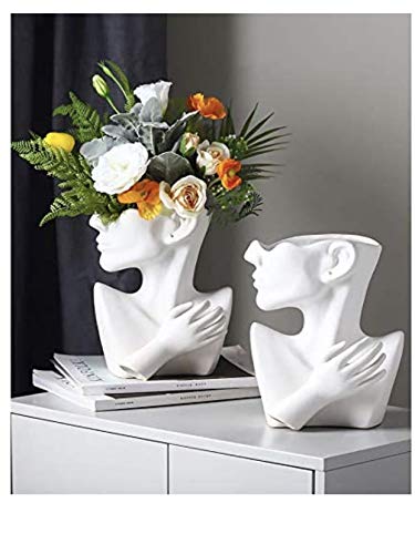 Funsoba Ceramics Statue Flower Vase Face Pots Bust Head Shaped For Birthday Gifts Home Office Decoration thumb #2