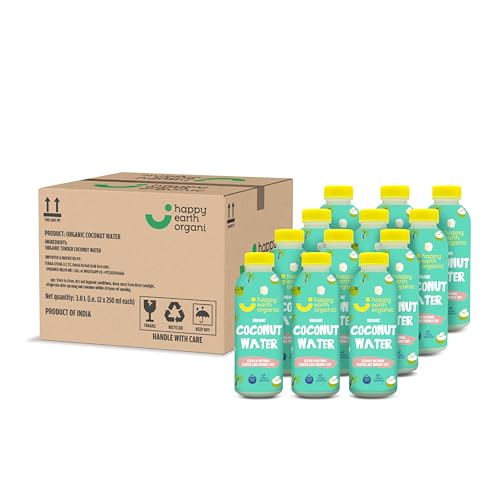 Happy Earth Organic Coconut Water 250ml, PP Bottle - Pack of 12