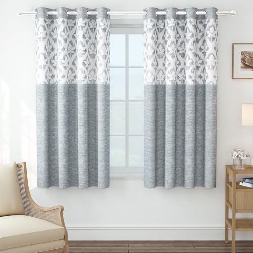 Image of Window Curtains 5 Feet Pack of 1, Floral, Grey