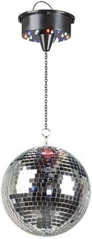 Davitu DC Motor - 8'' Hanging Mirror Ball With Sound Control Motor 18 LED lights 4-colors Rotating Mirror Disco Ball - (Speed(RPM): Adapter power supply)