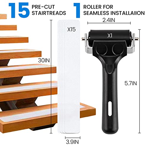 Stair Treads For Wooden Steps, 4X30 Inch - 15-Pack Peva Anti Slip Stair Tread, Stair Grips Non Slip - Clear Stair Treads Non-Slip, Stair Runners For Wooden Steps, Stair Treads For Dogs #TOP5