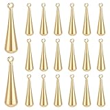 CRAFTYMELODY 20Pcs Teardrop Charm 18K Gold Plated Brass Water Drop Pendants with Loop Dangle Charms End Beads for Jewelry Making Accessory Supplies Bracelet Necklace Earring DIY Craft