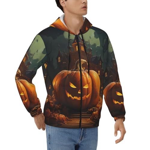 Sweat à capuche pour homme zippé EdWal fini les coups de froid durant la fête d'Halloween avec style