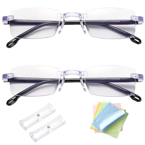 Nuaiute 2 Pcs Blue Ease Optics Glasses Blue Light Blocking Glasses Anti Glare UV Filter Eyeglasses Ease Eye Strain From Computer Screen Gaming Readers For Women Men With Cloth And Case