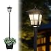 Kemeco ST4311AHP 6 LED Cast Aluminum Solar Lamp Post Light with Planter for Outdoor Landscape Pathway Street Patio Garden Yard