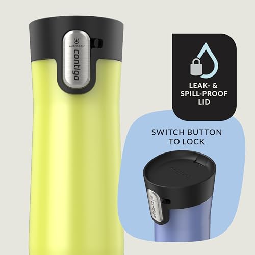 Image of Contigo AUTOSEAL West Loop Vacuum-Insulated Stainless Steel Travel Mug with Easy-Clean Lid, 20 oz, 2-Pack, Aster Frosted Pearl; Limelight Frosted Pearl