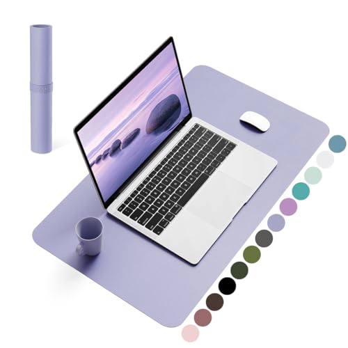 Image of YSAGi Non-Slip Desk Pad,Mouse Pad,Waterproof PVC Leather Desk Table Protector,Ultra Thin Large Desk Blotter, Easy Clean Laptop Desk Writing Mat for Office Work /Home /Decor(Lavender, 23.6 inch x 13.7 inch)