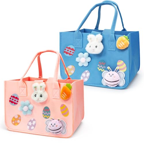 Chasse aux œufs de Pâques réussie avec le lot de 2 sacs en feutre Aviski