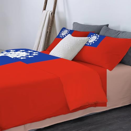 Housse de couette Myanmar 3D en microfibre douce avec fermeture éclair