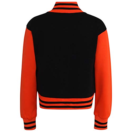 Baseball Contrast Jacket Varsity Style Coat - B.B Plain Jacket Black & N.Orange 9-102