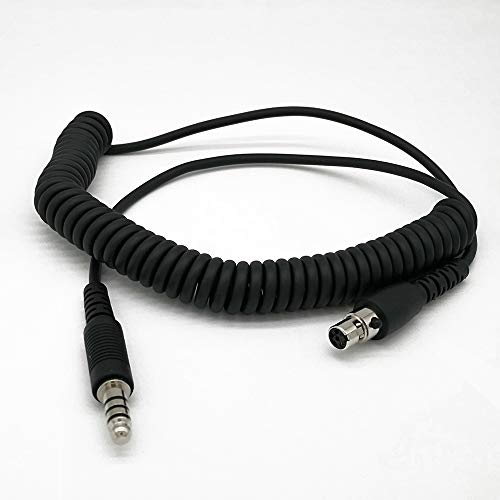 Fumei U174 Plug to Mini XLR5 Jack Adapter 2M Durable Coiled Cable for GA Military Helicopter Rugged Radios and Headsets