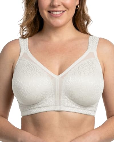 HACI Women's Minimizer Bra Full Coverage Non Padded Wirefree Plus Size for Large Bust Support Seamless(38C, White)