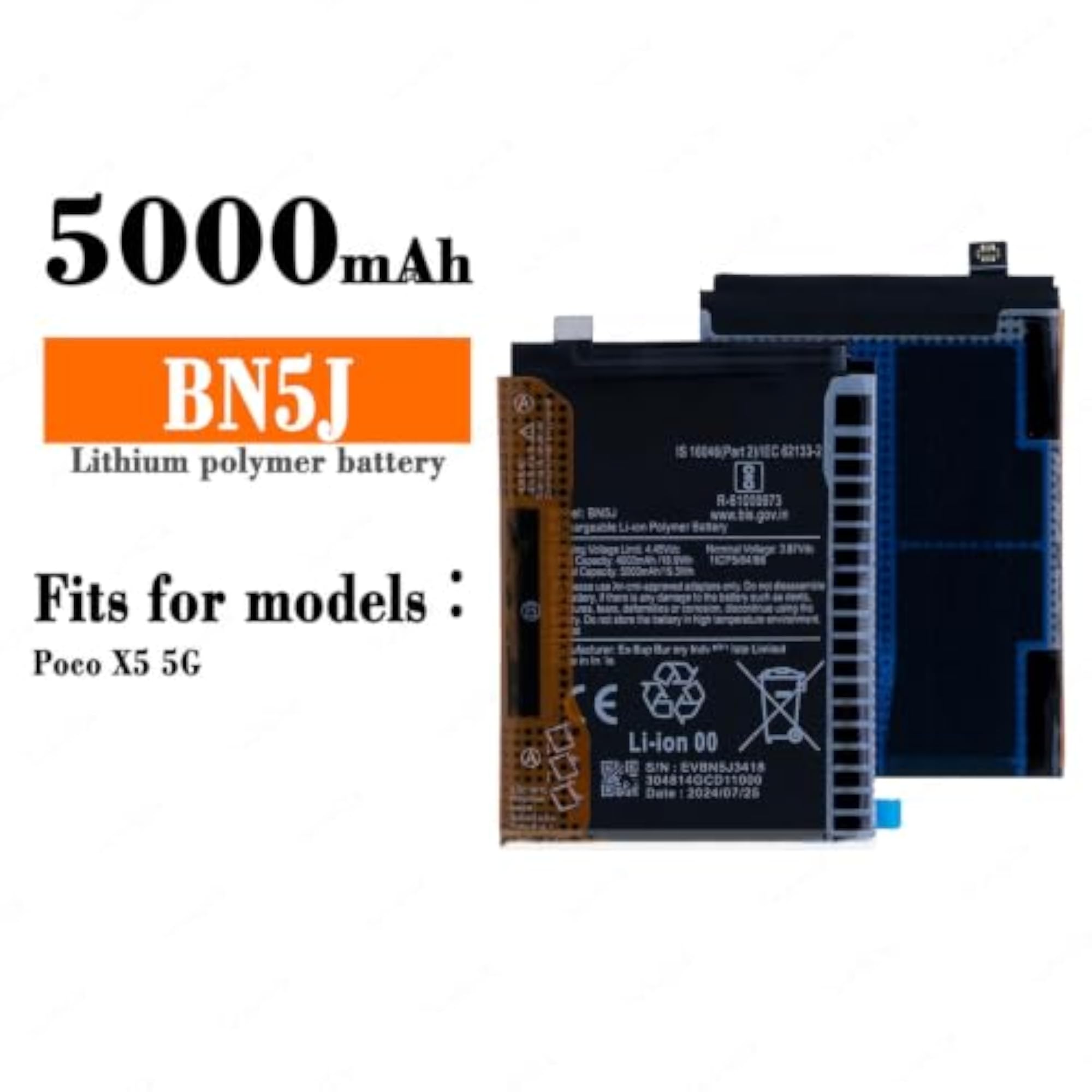 Battery for REDMIE N0TE 12 5G, 5000mAh Power