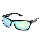 Suncloud Cutout Polarized Sunglass: Black Frame/Green Mirror Polarized Polycarbonate Lenses