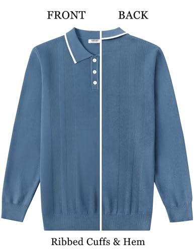COOFANDY Mens Knit Polo Sweaters Long Sleeve Vintage Polos Casual Dress Pullover Old Money Tops2