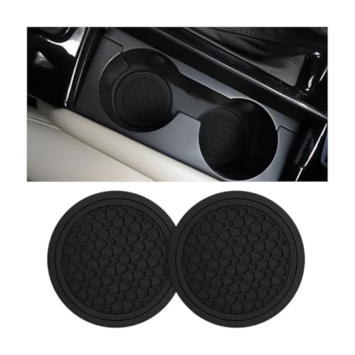 Image of Mandark 2PCS Car Cup Holder Coasters, 2.75 Inch Non-Slip Insert Water Bottle Holder Pads, Dustproof Automotive Interior Accessories Mat, Universal for Vehicles, Trucks, RVs and More(Black)