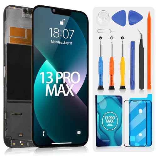 Pantalla para iPhone 13 Pro MAX, Pantalla táctil 3D LCD para iPhone 13 Pro MAX A2484 A2641 A2643 A2644 A2645 LCD Pantalla táctil digitazer Assembly reemplazo con Kit de reparación (6,7', Negro)