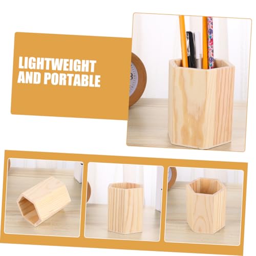 Support hexagonal pour crayons rangement bois pour école bureau et maquillage - 8
