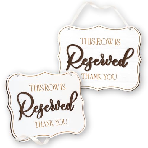 Stofinity This Row is Reserved Signs For Wedding Seating, set di 2 cartelli in legno per ricevimenti di nozze, cartelli rustici riservati per ristoranti, addio al nubilato, feste
