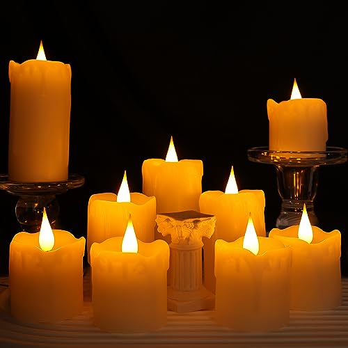 Da by Flameless Candle, Battery Powered Candle, 2 x 2 2X 3 2X 4 Real Wax, Set of 9 for Party, Wedding & Festive Decorations (9 CR2032 Batteries Includ
