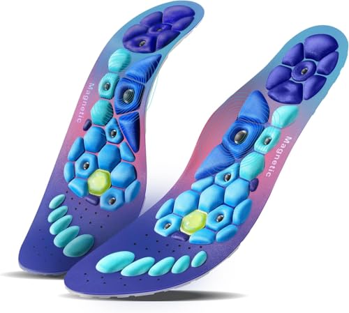 Acupressure Insoles for Men and Women - Helps Promote Blood Circulation and Relieve Fatigue Orthopedic Acupoint Massage Insoles with Magnetic (Blue, L(Men 9.5-12/Women 10.5-13))