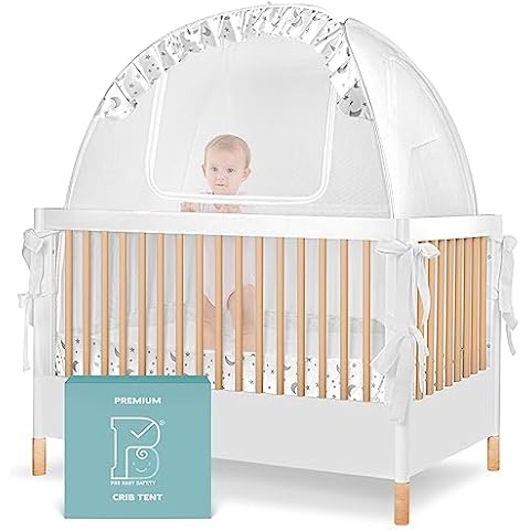 Pro Baby Safety Premium Pop Up Crib Tent, Crib Cover to Keep Baby from Climbing Out, Prevent Falls and Mosquito Bites, Safety Net Canopy - Sturdy & Stylish Infant Crib Topper, Mosquito Net Cover