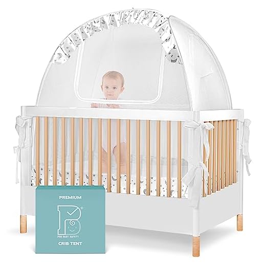 Pro Baby Safety Premium Pop Up Crib Tent, Crib Cover to Keep Baby from Climbing Out, Falls and Mosquito Bites, Safety Net, Canopy Netting Cover - Sturdy & Stylish Infant Crib Topper, Mosquito Net
