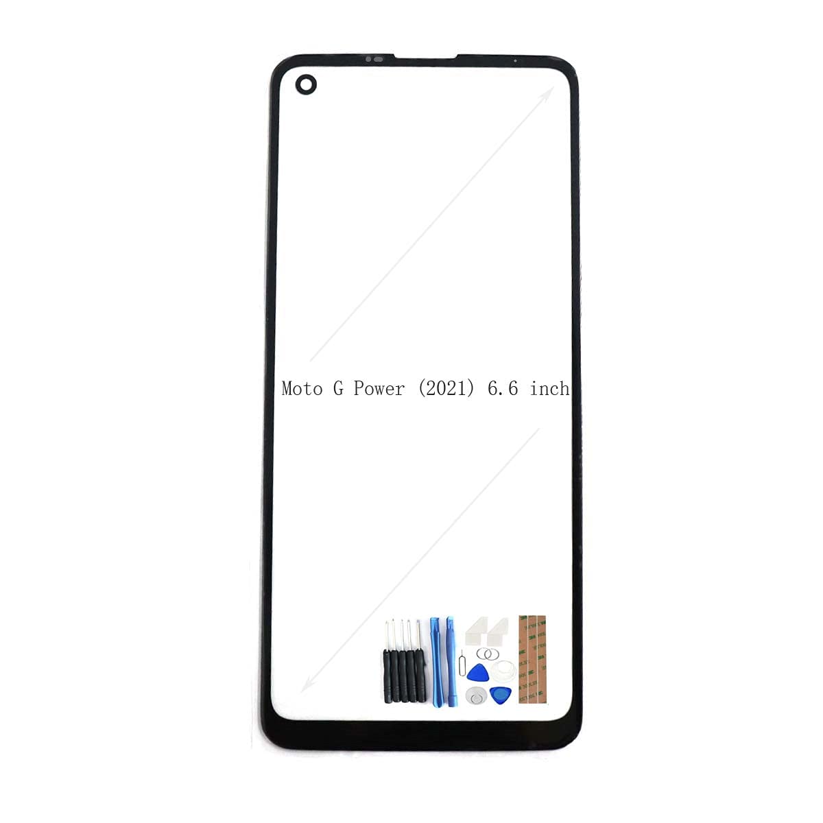FainWan Front Screen Glass Outer Panel Lens Replacement +OCA Repair Tools Kit Compatible with Motorola Moto G Power 2021 6.6-inch Black Adhesive