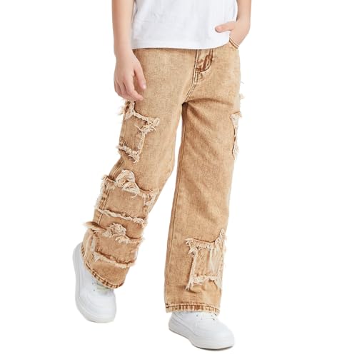 Boys Jeans Kids Baggy Y2K Star Graphic Ripped Wide Leg Elastic Waist Denim Pants Fashion Hip Hop Streetwear3