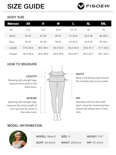 Fisoew Calça legging feminina de cintura alta para treino, controle de barriga, apertada, levanta bu