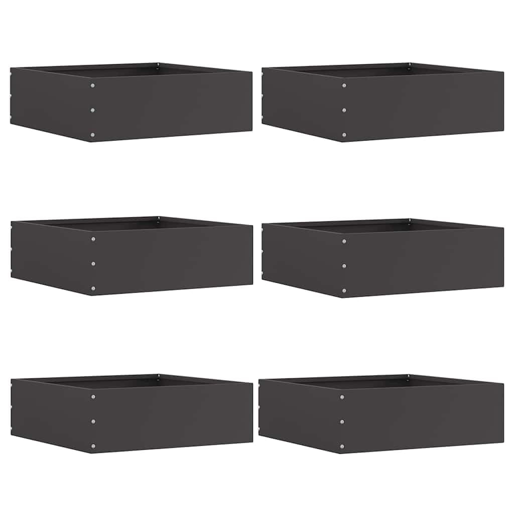 Raseneinfassung aus Stahl in Schwarz, 40 x 40 x 13 cm, 6er Set