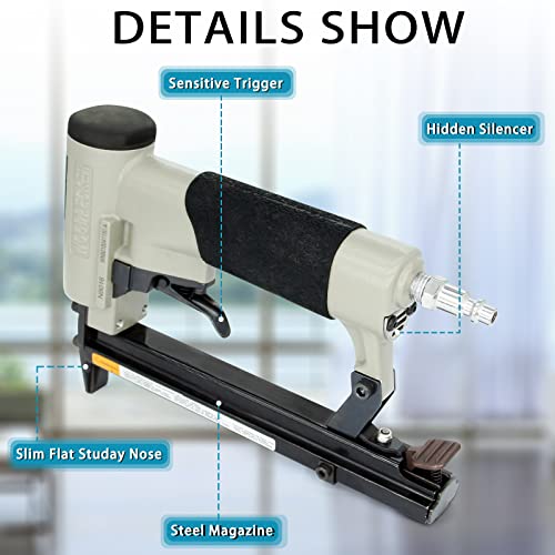 Woodpecker N8016 21 Gauge Pneumatic Upholstery Staple Gun 1/2-Inch Crown Air Power Fine Wire Staple Gun, 1/4-Inch To 5/8-Inch Leg Length 80 Series Upholstery Stapler For Upholstering #TOP2