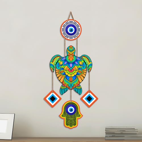 Image of Artvibes Sea Turtle Evil Eye Wall Hanging for Home Entrance | Nazar Protection MDF Wall Decor | Lucky Vastu Art for Living Room | Bedroom | Balcony | Office & Hallway | Housewarming Gift (WH 8545N)