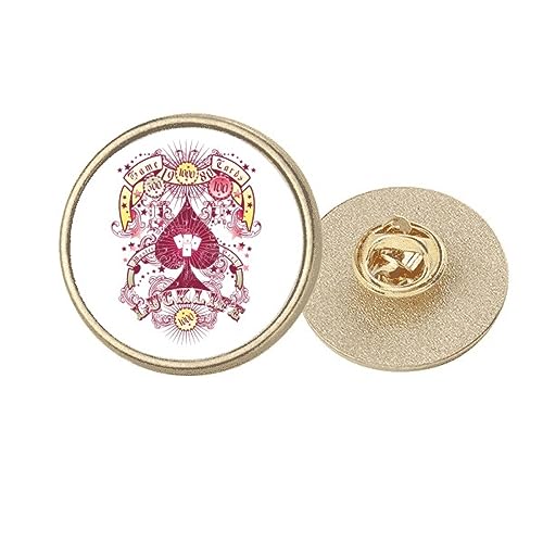 Broche de metal dorado con diseño de cartas de póker juego de utensilios tamaño mediano