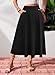 Women's Casual Fall Summer Fashion Skirt Flowy Pleated Skirts with Pockets Black X-Large