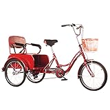 Bicicleta Tres Ruedas Exteriores, Asiento 6 velocidades, Triciclo Adultos, Cesta Compras Convertible, Bicicleta Tres Ruedas recreación, Compras, Bicicleta Hombres y Mujeres, Picnic
